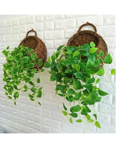 Mordely Rattan Planter, Wall Hanging Planter, Rattan Basket, Garden Pots, Wall Mount Vase for Vine Plants, Brown Color, 20x23cm  - Image 5