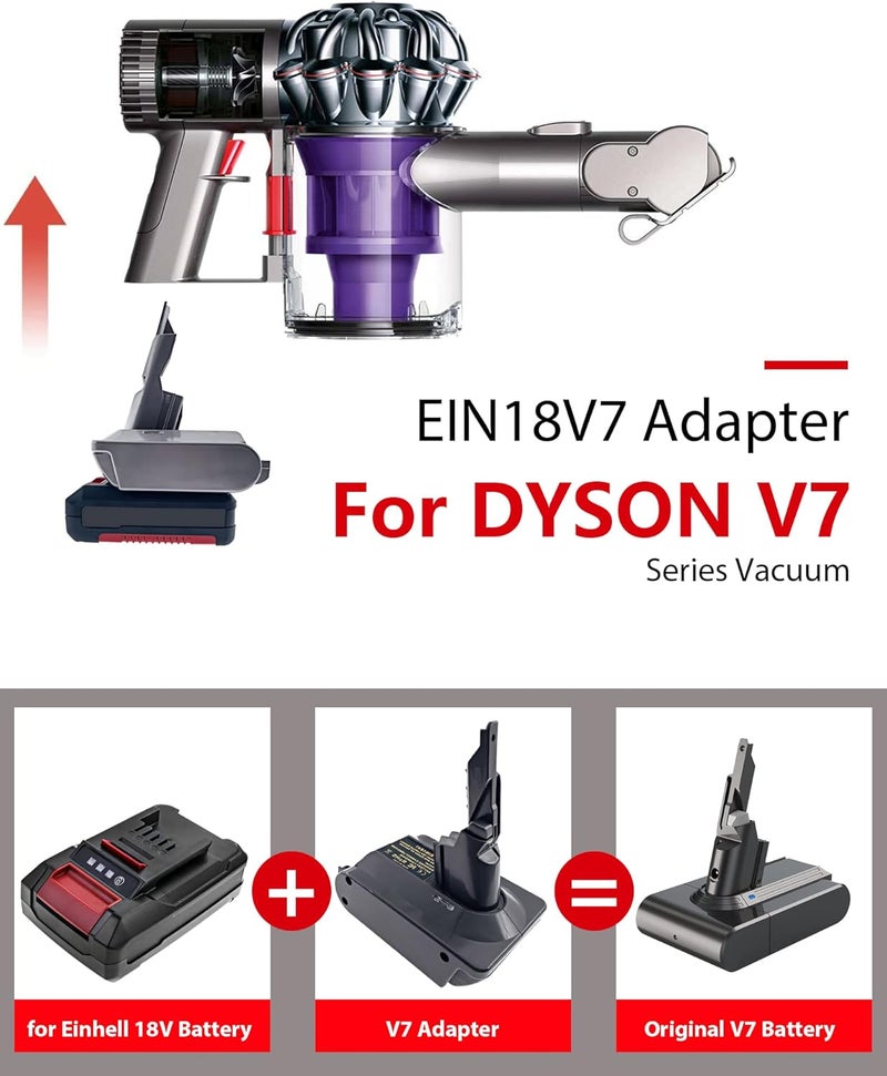 BTRUI محول V7 لبطارية Einhell 18V Power X Series ليثيوم لمكنسة Dyson V7 Animal اليدوية ومحول المكنسة الكهربائية (محول EIN18V7) - Image 2