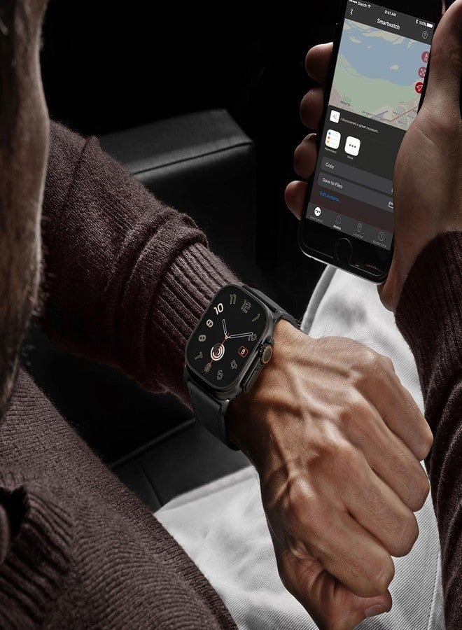 Easuny Leather Bands Compatible with Apple Watch Ultra 2 3/Ultra Band 49mm 44mm 45mm 46mm 42mm Men, Top Grain Genuine Leather Strap for iWatch Series 11 10 9 8 7 6 5 4 SE3 SE2 SE 3 2 1 - Image 3