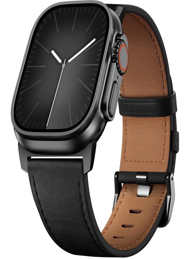 Easuny Leather Bands Compatible with Apple Watch Ultra 2 3/Ultra Band 49mm 44mm 45mm 46mm 42mm Men, Top Grain Genuine Leather Strap for iWatch Series 11 10 9 8 7 6 5 4 SE3 SE2 SE 3 2 1 - Image 1
