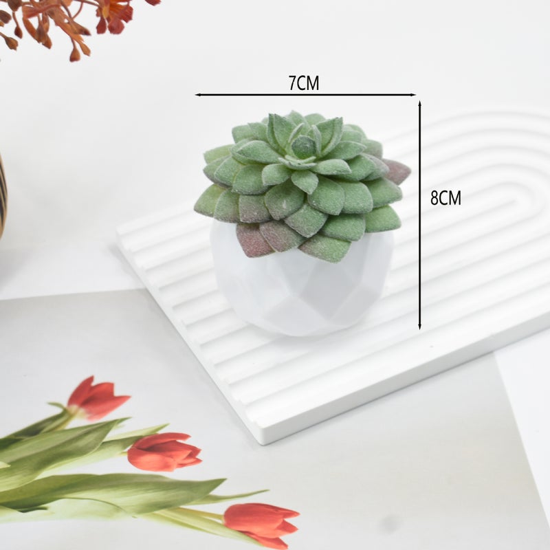 Generic Pink Succulent Artificial Potted Plant Home Office Decor Flocked water lotus + plastic diamond basin