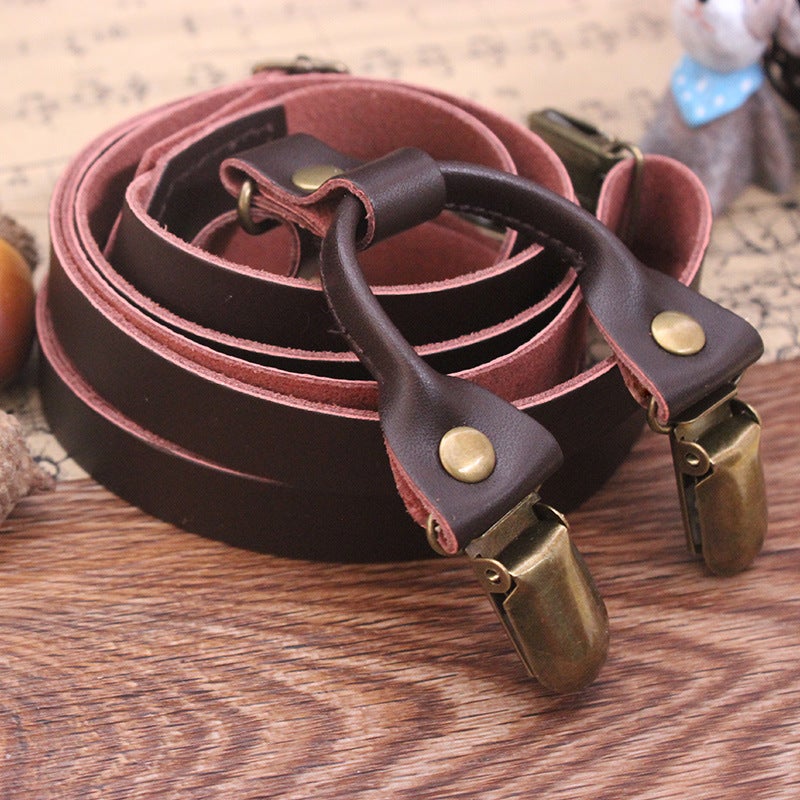 Original Handmade Leather Vintage Suspenders For Jeans, Narrow Style For Men And Women, Adult Adjustable Suspenders - Image 4