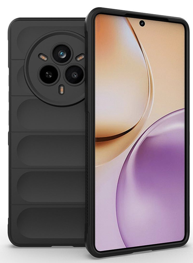 for realme 14 Pro+ 5G Case Cover, Heavy Duty 4D Striped Pattern Sensory Soft Silicone Full Portection Shockproof Phone Case for realme 14 Pro+ 5G, Black - Image 1