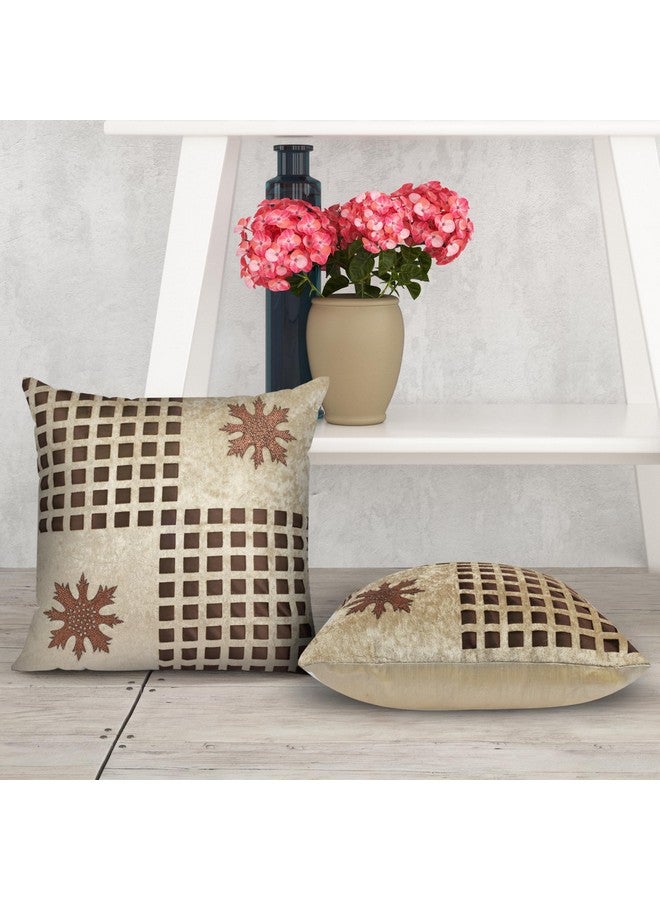JDX Flower Fancy Cushion Cover Set for Living Room and Sofa, 8049_Beige - Image 3