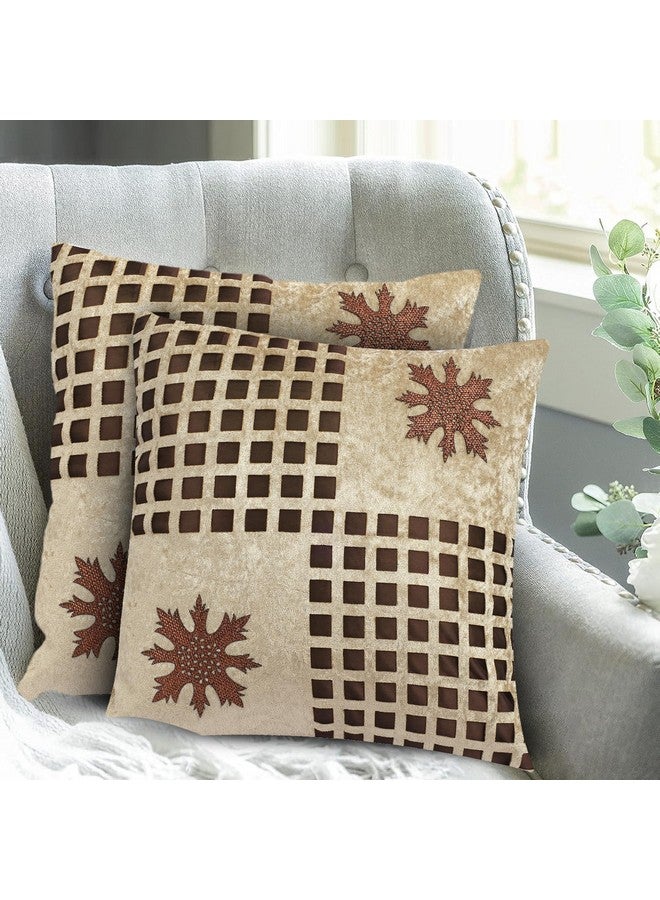 JDX Flower Fancy Cushion Cover Set for Living Room and Sofa, 8049_Beige - Image 4