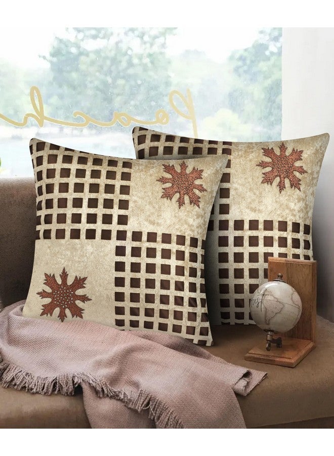 JDX Flower Fancy Cushion Cover Set for Living Room and Sofa, 8049_Beige - Image 2