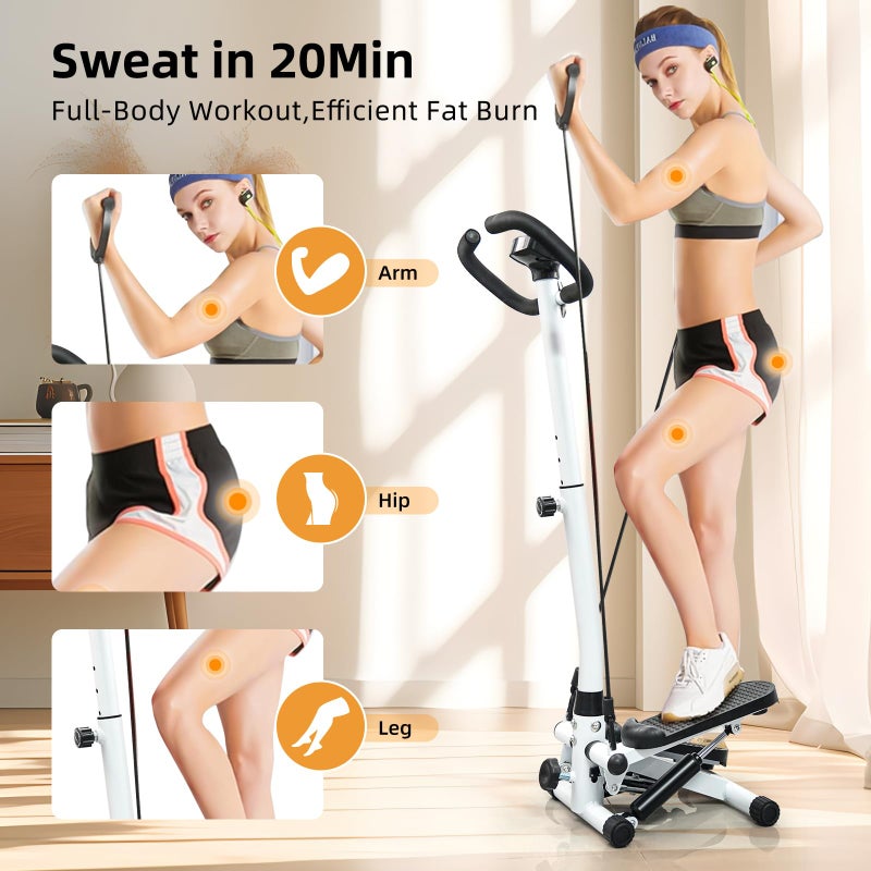 RORALA Stepper for Exercise at Home, Adjustable Tension and Handlebar, 300LBS MAX Weight Capacity with Resistance Bands, Stair Stepper Fitness Equipment for Women Men Daily Cardio Workout - Image 3