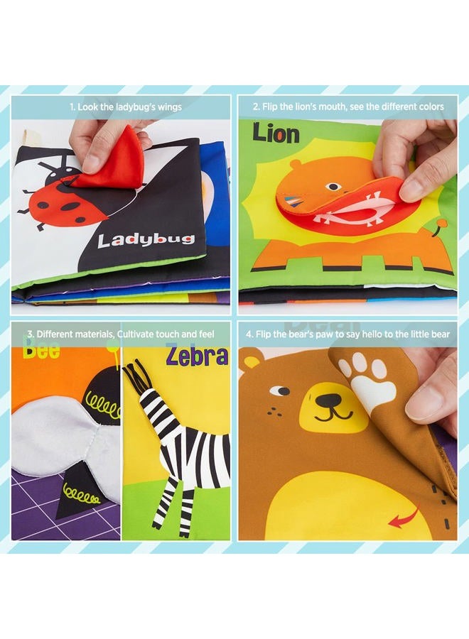 beiens Soft Baby Books, High Contrast Black and White Books NonToxic Fabric Touch and Feel Crinkle Cloth Books Early Educational Stimulation Toys for Infants Toddlers, Baby Girl & Baby Boy Gift Animal - Image 5