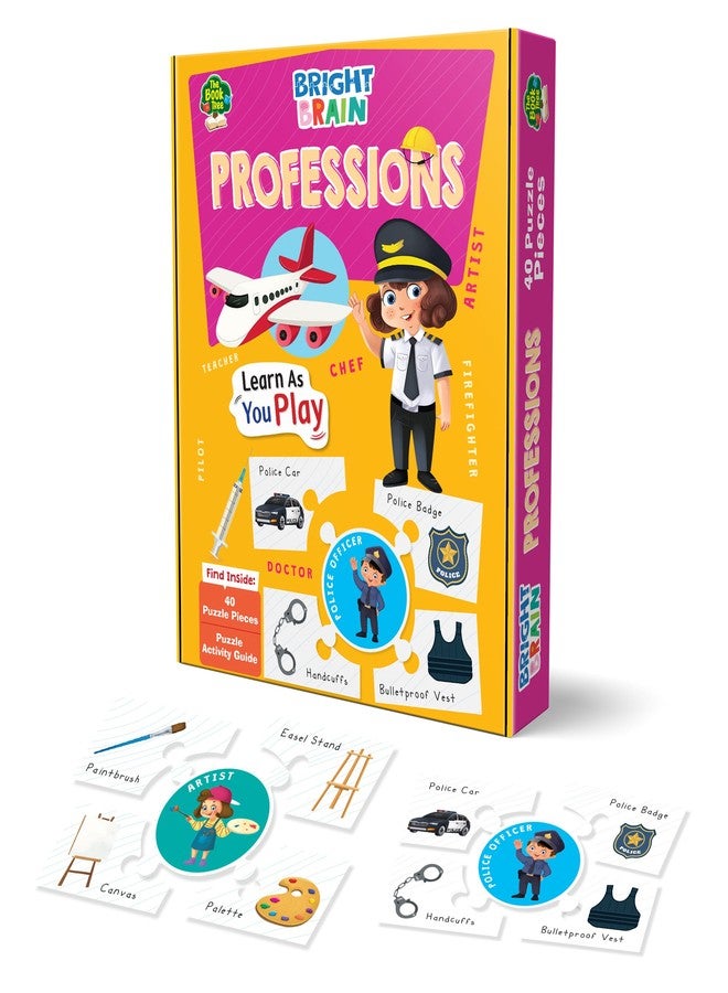 The Book Tree Bright Brain Professions Puzzle - Discover & Match 40 Profession Pieces – Fun Educational Toy for Kids Age 3+ - Gift Box by Majestic Book Club - Image 1