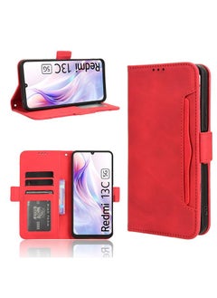 erorex Case For Xiaomi Redmi 13C 5G / 13R 5G Skin Feel Calf Texture Card Slots Leather Phone Case  - Image 1