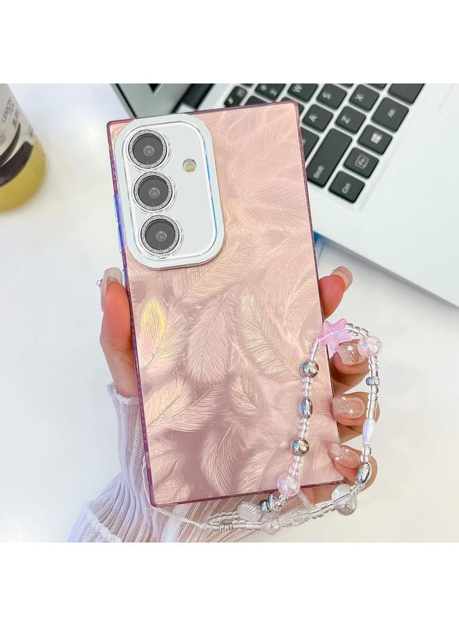 اس-توب جراب لهاتف Samsung Galaxy A35 5G، جراب هاتف TPU بسلسلة من نسيج لامع مع غشاء عدسة - Image 1