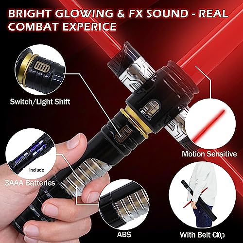ANNDOFY Light Up Saber for Kids Red Light Swords with FX Sound Expandable Light Swords Set for Galaxy War Fighter Warriors Halloween Dress Up Party Christmas Birthday Present - Image 5