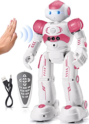 KingsDragon RC Robot Toys for Kids Gesture  Sensing Remote Control Robot for Age 3 4 5 6 7 8 Year Old Boys Girls Birthday Present Pink - Image 1