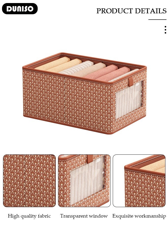 DUNISO 3 PCS Wardrobe Clothes Organizer, Foldable Drawer Closet Organizers with Mesh Window and Handle, Washable Closet Storage Basket Bins, Stackable Closet Storage Organizer, Fabric Storage Boxes for Clothing, Jeans, Bras, Leggings, Sweaters  - Image 4