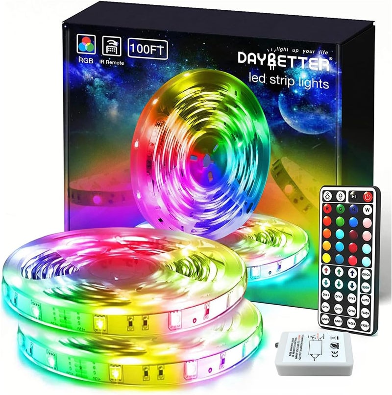 DAYBETTER Led Lights for Bedroom 100 ft, Led Strip Lights with Remote 44 Keys, 24 V Power Supply, Color Changing Led Light for Room Decor - Image 1
