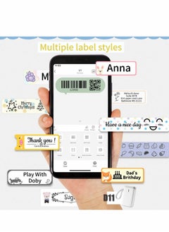 Excefore Label Maker Machine Tape Portable Wireless Connection Printer Multiple Templates Available for Phone Pad Easy to Use Office Home Organization USB Rechargeable, Pink  - Image 4