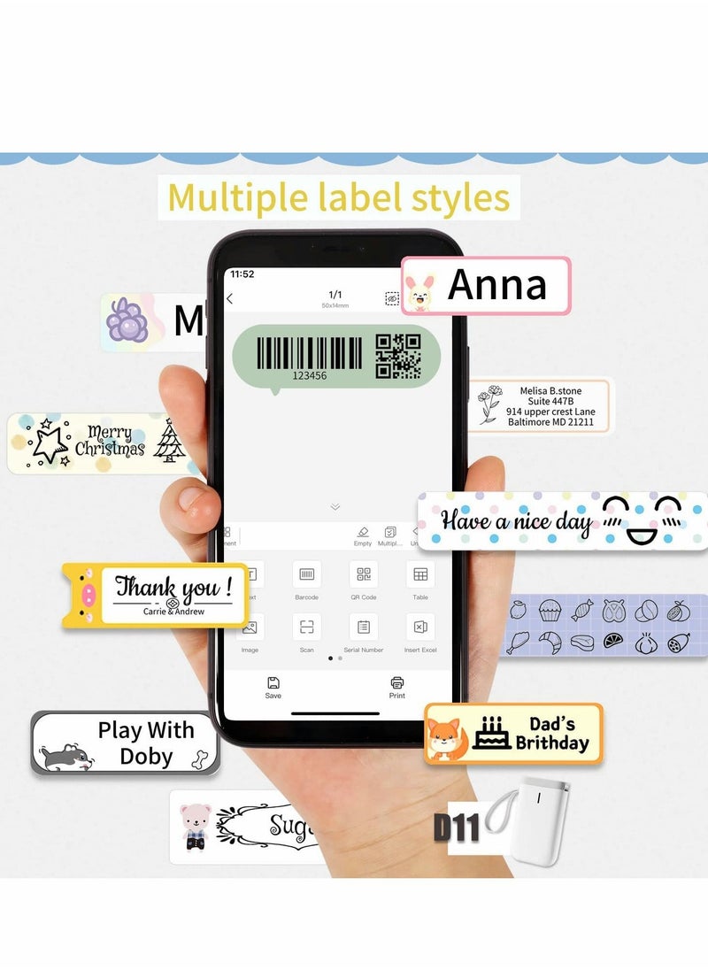 Excefore - Label Maker Machine Tape Portable Wireless Connection Printer Multiple Templates Available for Phone Pad Easy to Use Office Home Organization USB Rechargeable, Pink - Image 1