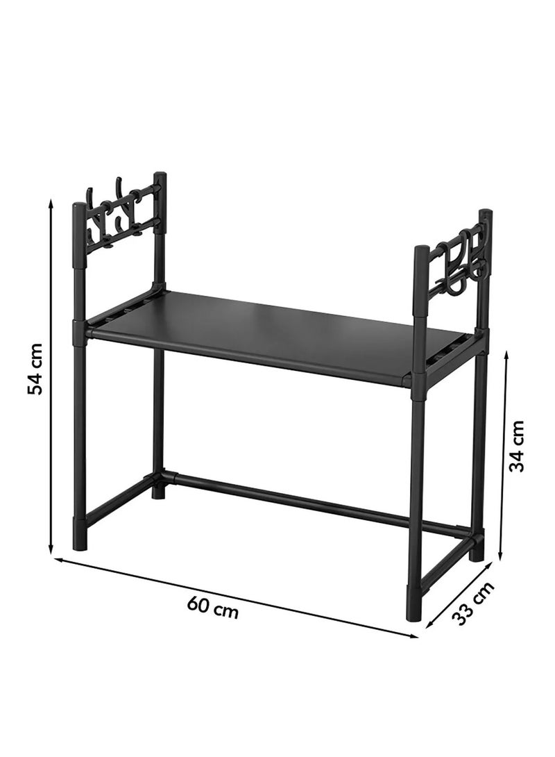 Cozy Nest Over Microwave Kitchen Rack Organizer – 2-Tier Countertop Storage Shelf with 4 Double Hooks, No-Drill Easy Assembly, Water-Resistant – Fits Microwaves up to 55 cm – Space-Saving Stand for Toaster, Air Fryer, Coffee Maker - Image 5