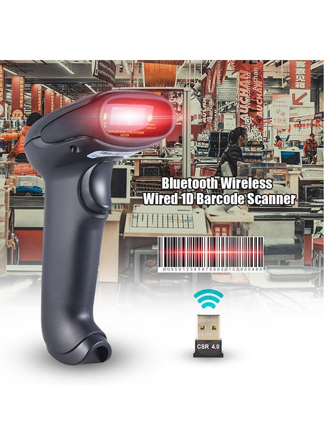 NIBEMINENT - Portable Hanheld Bluetooth Wireless 1D Barcode Bar Code Scanner Black - Image 1