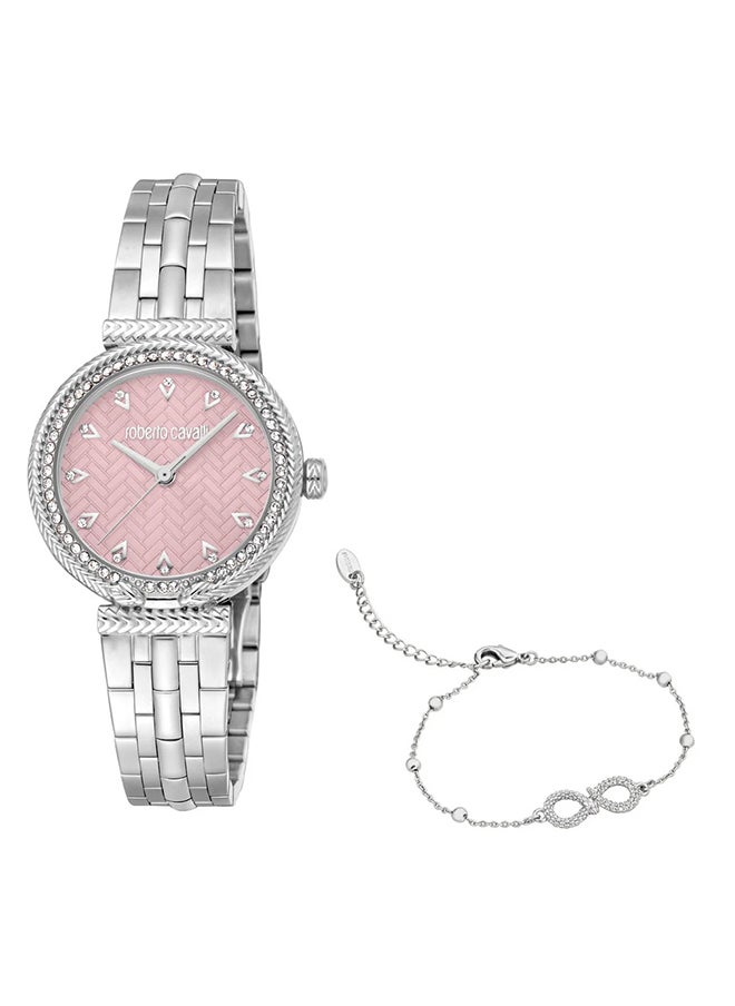 roberto cavalli ساعة يد نسائية أنالوج من الفولاذ المقاوم للصدأ RC5L078M0015 SET - 24 مم  - Image 1