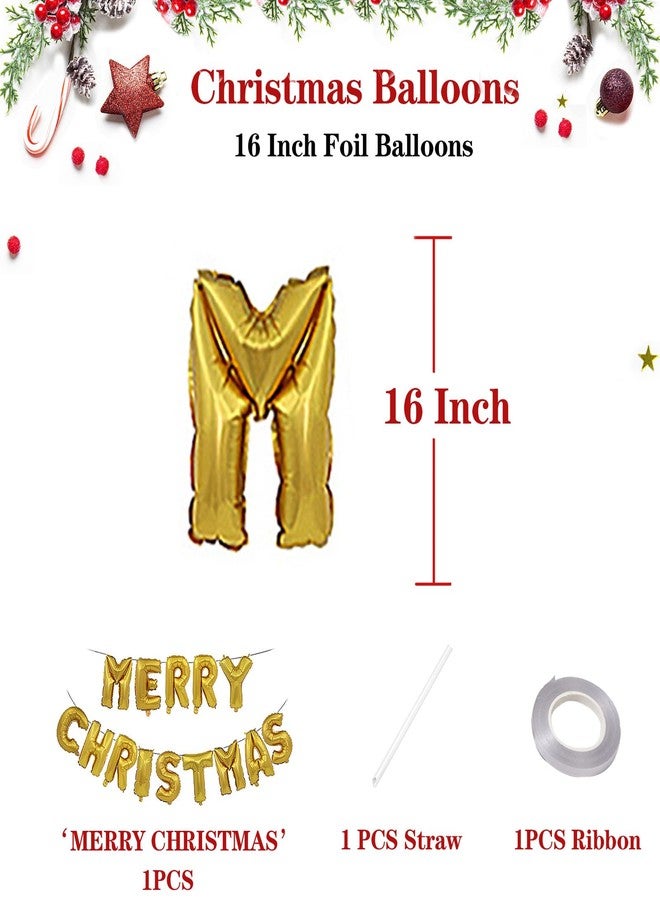 KALOR Merry Christmas Balloons Banner, 16 Inch Gold Foil Mylar Balloon Christmas Sign for Xmas Party Decorations - Image 4