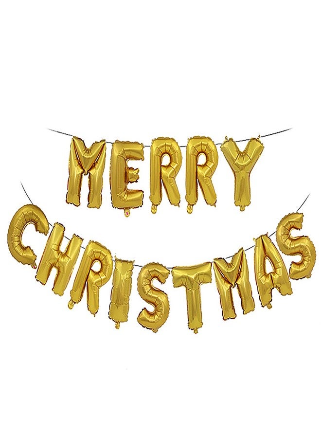 KALOR Merry Christmas Balloons Banner, 16 Inch Gold Foil Mylar Balloon Christmas Sign for Xmas Party Decorations - Image 2