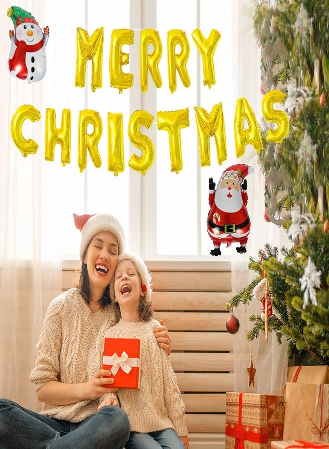 KALOR Merry Christmas Balloons Banner, 16 Inch Gold Foil Mylar Balloon Christmas Sign for Xmas Party Decorations - Image 5
