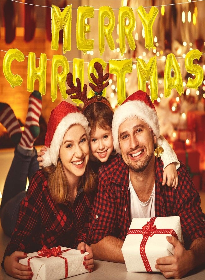 KALOR Merry Christmas Balloons Banner, 16 Inch Gold Foil Mylar Balloon Christmas Sign for Xmas Party Decorations - Image 3