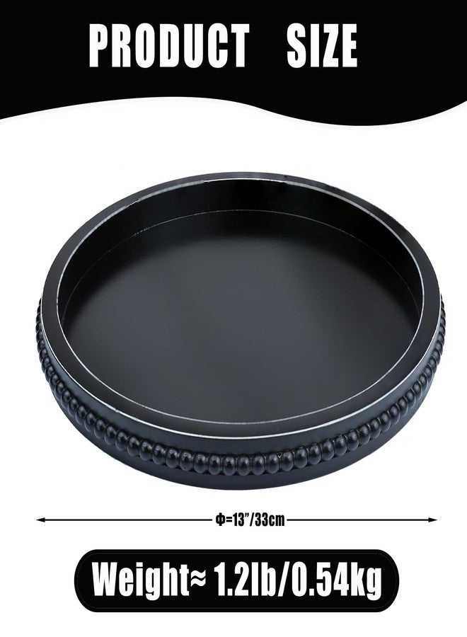 Hrastany Black Round Wood Decorative Ottoman Tray for Coffee Table Kitchen Counter, Living Room, Handcrafted Wooden Serving Tray for Table Centerpiece - Image 5