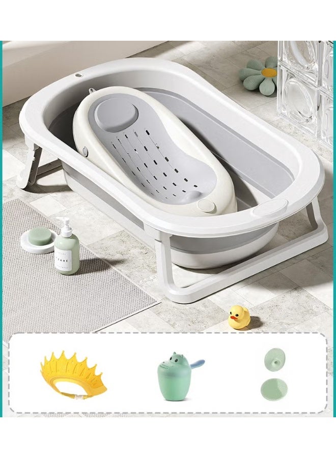 هوكور 5 جهاز كمبيوتر شخصي حمام الطفل حوض استحمام قابل للطي مع كرسي حمام الطفل + غطاء دش * 1 + غسيل الشعر كوب شامبو دش * 1 + فرشاة شامبو * 1 - Image 1