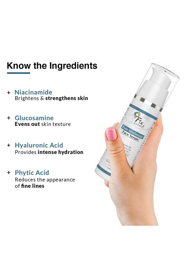 FIXDERMA 20% Niacinamide Serum For Face For Pore Minimizer With 2.5% Glucosamine & Hyaluronic Acid Serum | Open Pores Serum | Hydrating Serum | Face Serum For Men & Women 30G  - Image 4