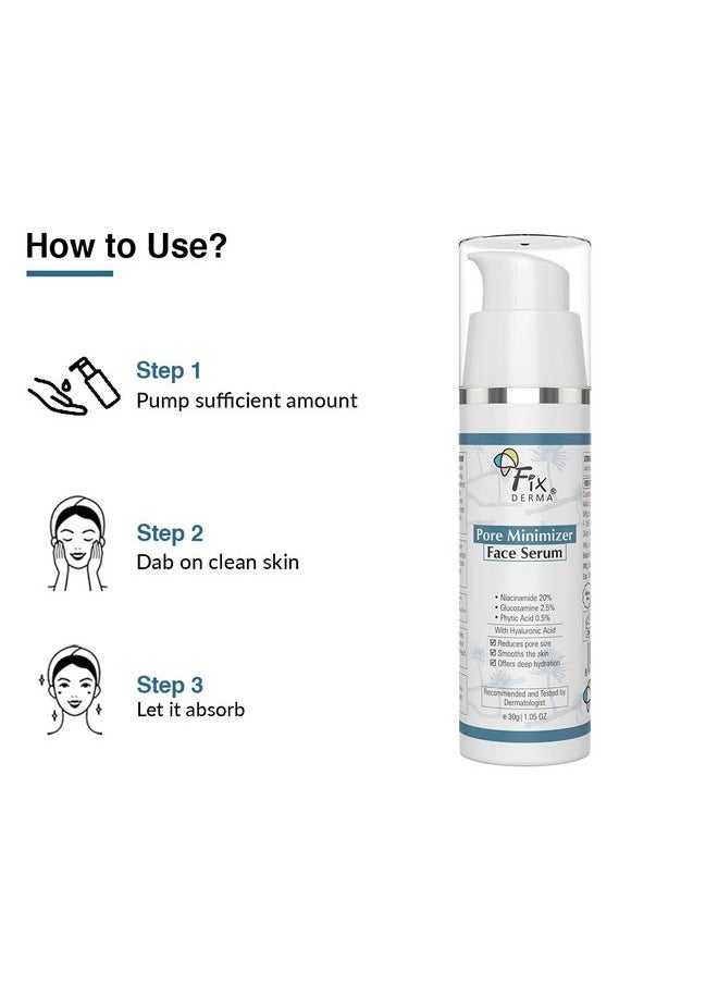 FIXDERMA 20% Niacinamide Serum For Face For Pore Minimizer With 2.5% Glucosamine & Hyaluronic Acid Serum | Open Pores Serum | Hydrating Serum | Face Serum For Men & Women 30G  - Image 5