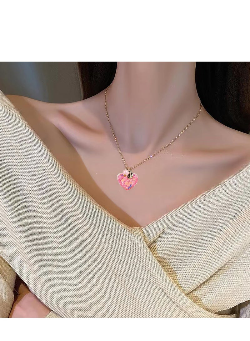 KASTWAVE 2Pcs Resin Heart BFF Necklaces for Girls - Gold Chain Matching Best Friend Necklaces, Friendship Jewelry Gifts for Women - Image 2