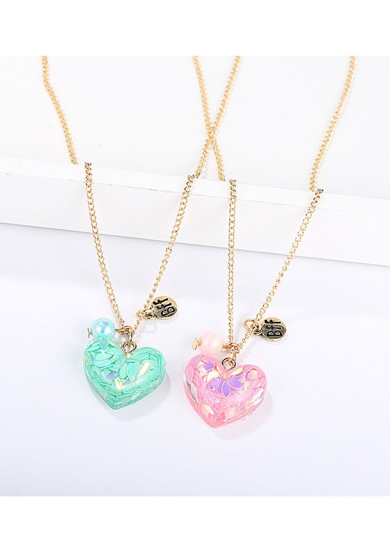 KASTWAVE 2Pcs Resin Heart BFF Necklaces for Girls - Gold Chain Matching Best Friend Necklaces, Friendship Jewelry Gifts for Women - Image 3