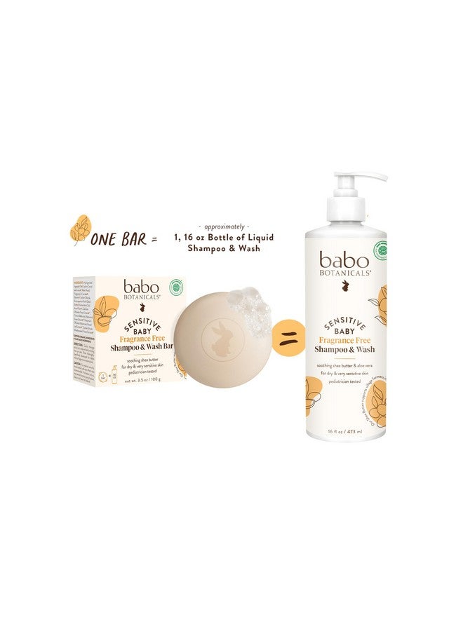 Babo Botanicals Babo Botanicals Sensitive Baby Fragrance-Free 2-in-1 Shampoo & Wash Bar - Shea Butter, Calendula & Aloe Vera - EWG Verified - Cruelty-Free - Vegan - Pediatrician Tested - For Babies & Kids - Image 2