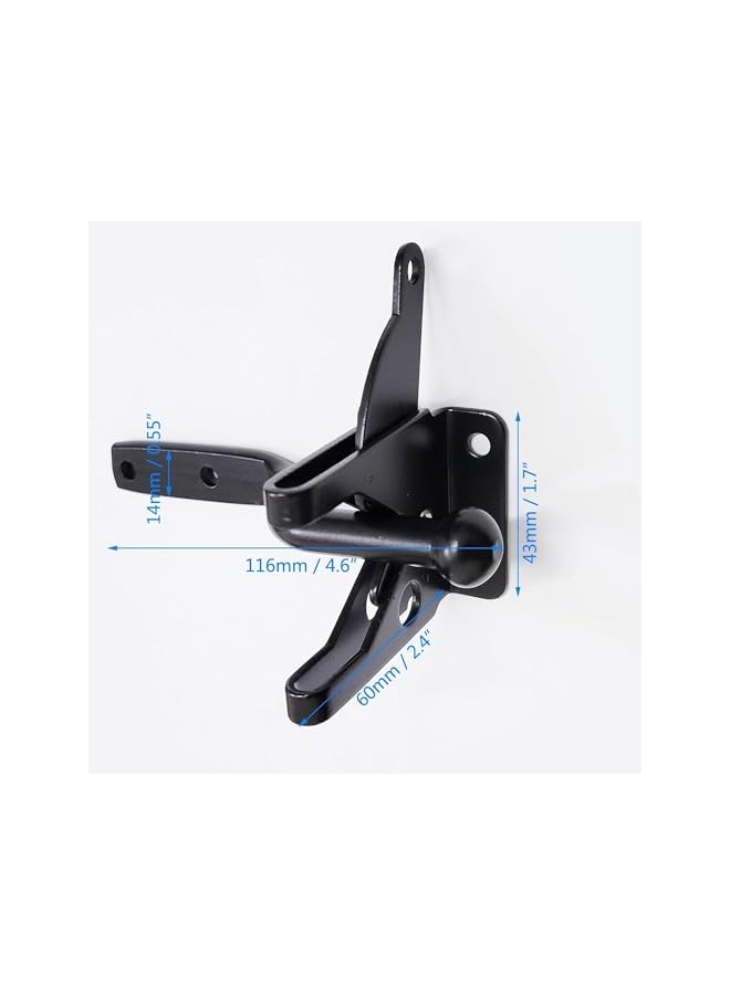 promass Pair of Black Self Locking Gate Latch Automatic Gravity Lever for Wood Fence Gate, Door Latches Steel (Normal) - Image 3