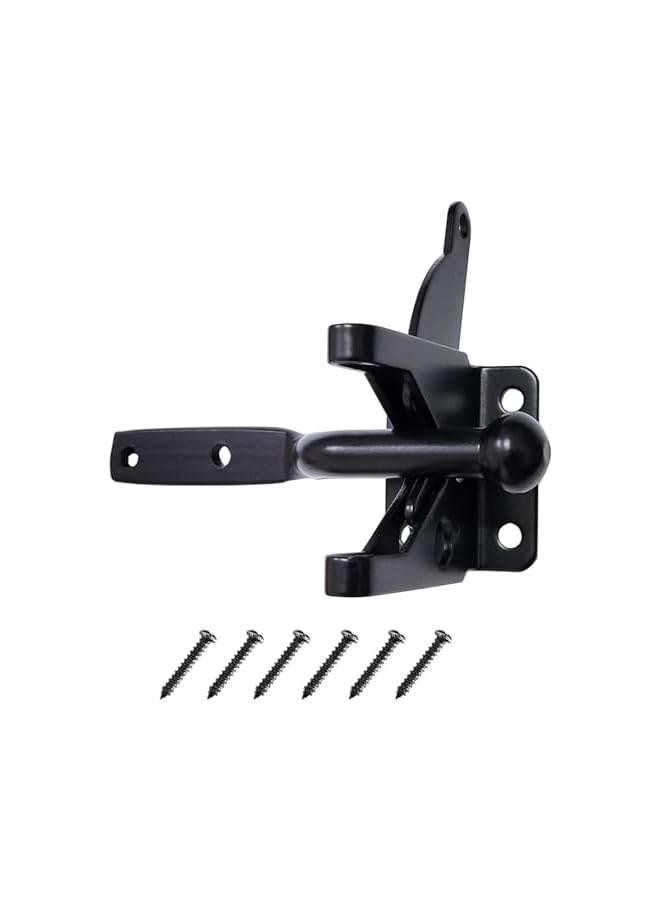 promass Pair of Black Self Locking Gate Latch Automatic Gravity Lever for Wood Fence Gate, Door Latches Steel (Normal) - Image 2