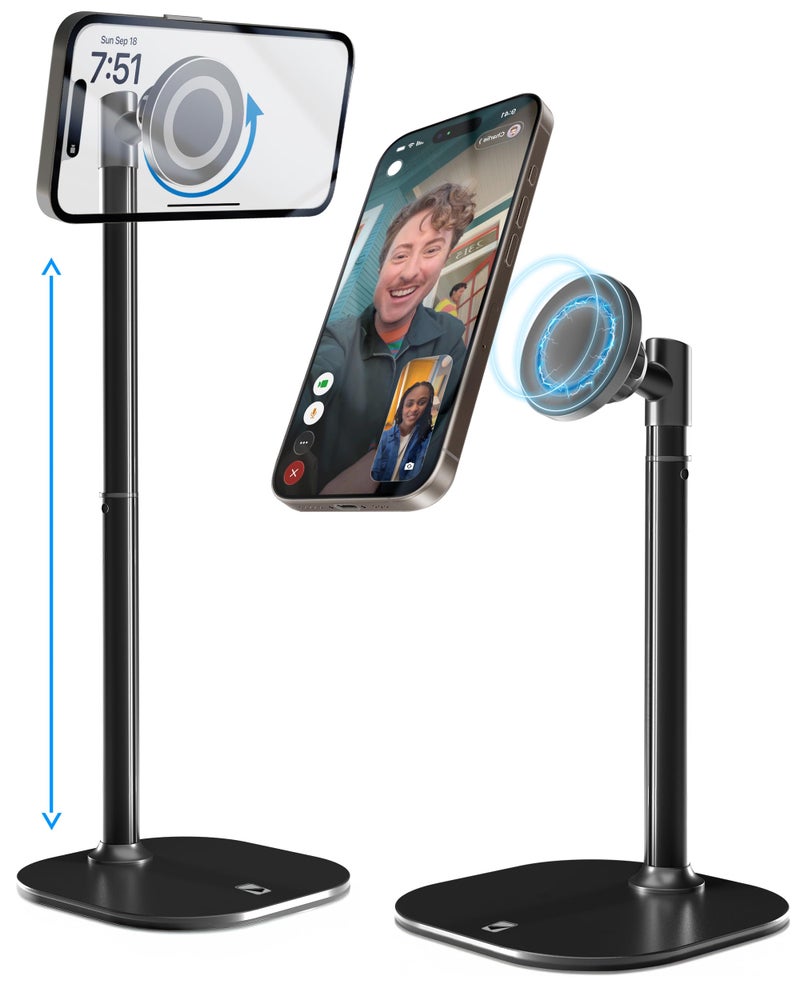COOPER MagStand Adjustable Magnetic iPhone Stand for Desk Phone Holder for Video Recording Compatible with MagSafe Stand for iPhone 17 Pro Max 1615141312 Small Mag Safe Tripod Black - Image 2