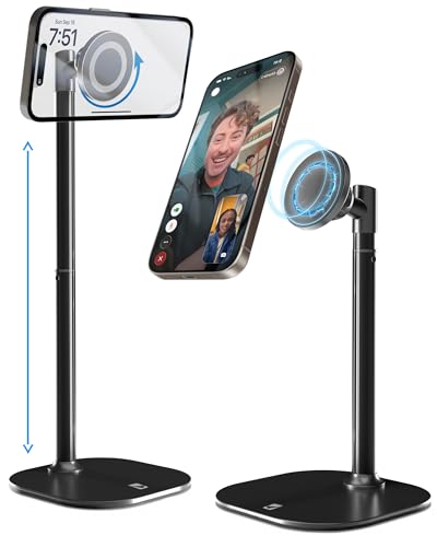 COOPER MagStand Adjustable Magnetic iPhone Stand for Desk Phone Holder for Video Recording Compatible with MagSafe Stand for iPhone 17 Pro Max 1615141312 Small Mag Safe Tripod Black - Image 1