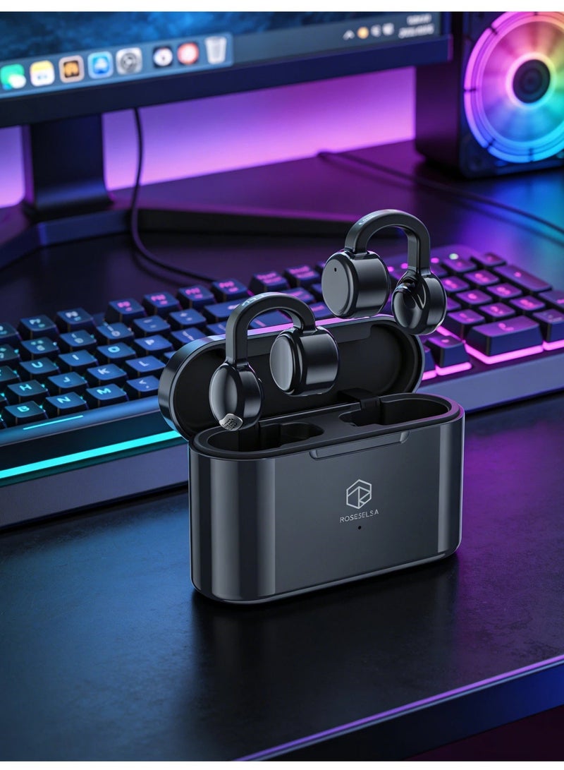 ROSESELSA OpenFree，Open-Ear ，Wireless TWS Bluetooth Earbuds LDAC Hi-Res 52H Playtime MIC AI Noise Reduction Ear Clip Non-In-Ear Clip On Headphones for Sports Running Office iOS Android - Image 4