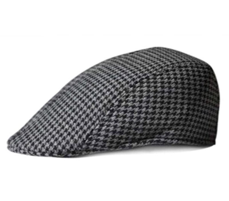 RR DESIGN Newsboy Cap Ivry/Golf/Flat Tweed Hats for Men-Pack of 1-Free Size- (Black & Grey Houndstooth Pattern) - Image 3