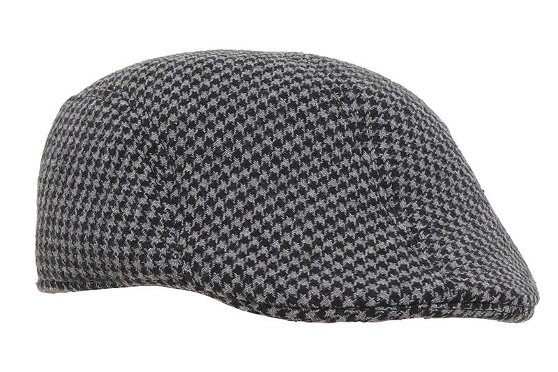 RR DESIGN Newsboy Cap Ivry/Golf/Flat Tweed Hats for Men-Pack of 1-Free Size- (Black & Grey Houndstooth Pattern) - Image 1