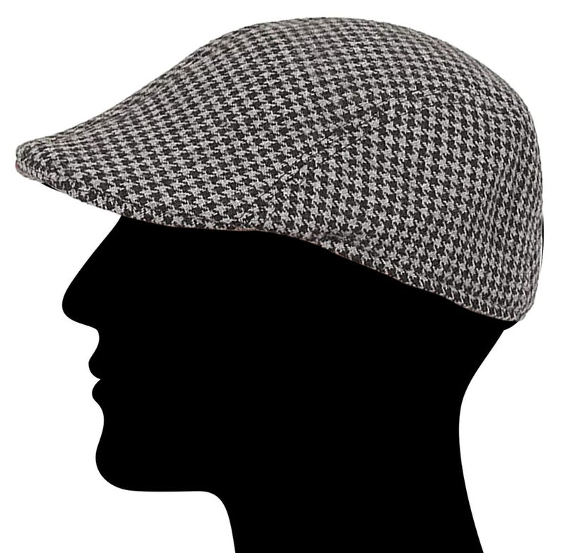 RR DESIGN Newsboy Cap Ivry/Golf/Flat Tweed Hats for Men-Pack of 1-Free Size- (Black & Grey Houndstooth Pattern) - Image 4