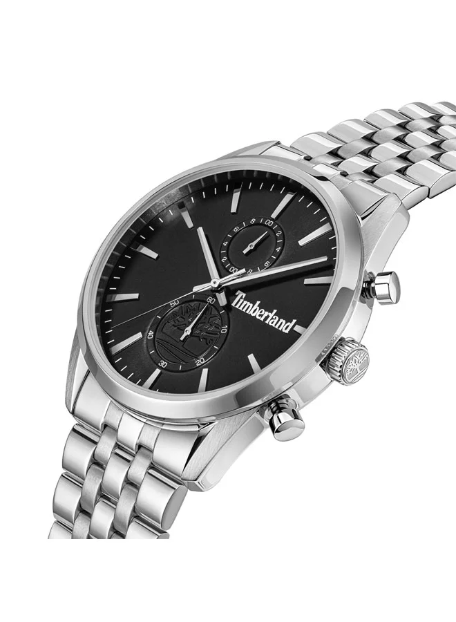 Timberland Sheepscot Black Dial Stainless Steel Bracelet Chronograph Watch for Men, 43mm