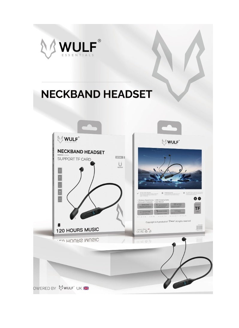 Wulf Essentials WULF W196 Neckband Headset with TF Card Support & 120 Hours Playtime 