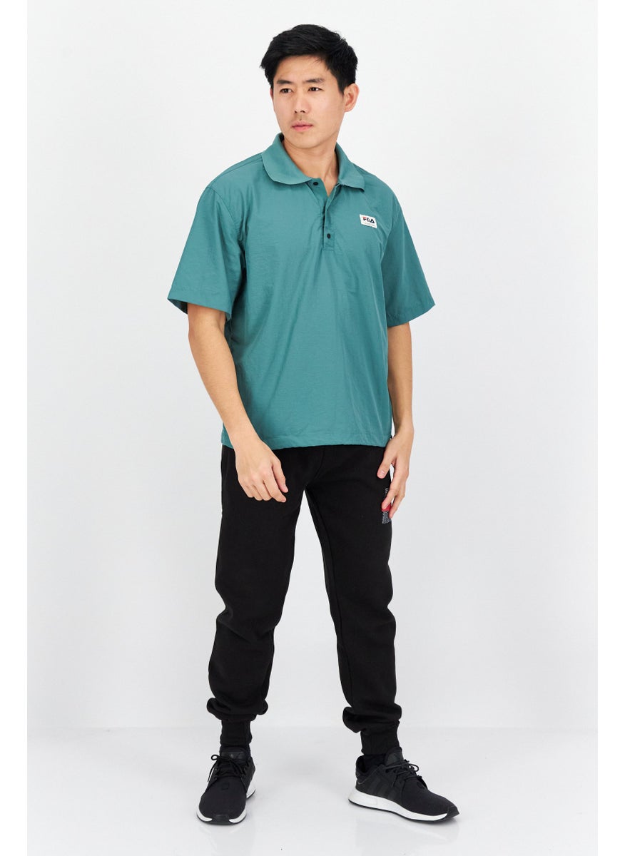 FILA - Men Sportswear Fit Brand Logo Training Polo Shirt, Sage Green - Image 1