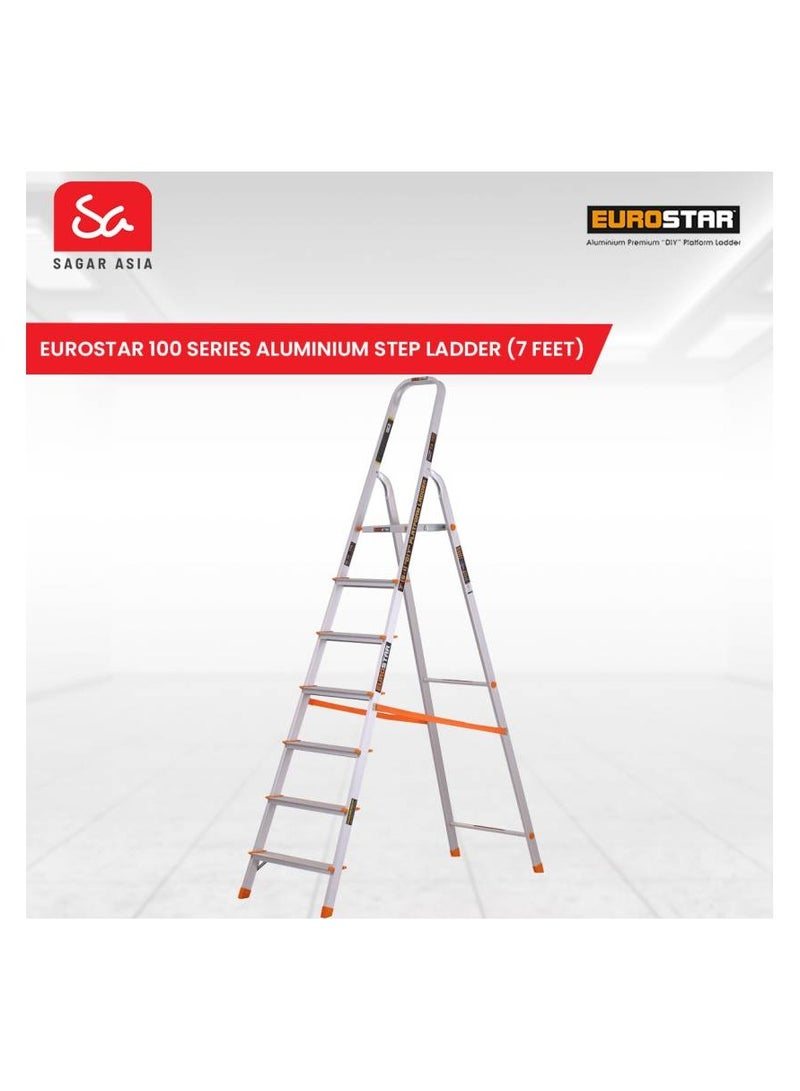 Eurostar Lightweight & Strong 7 Steps ladder for home With Anti Slip Shoes Aluminium Ladder  (With Platform)  - Image 5
