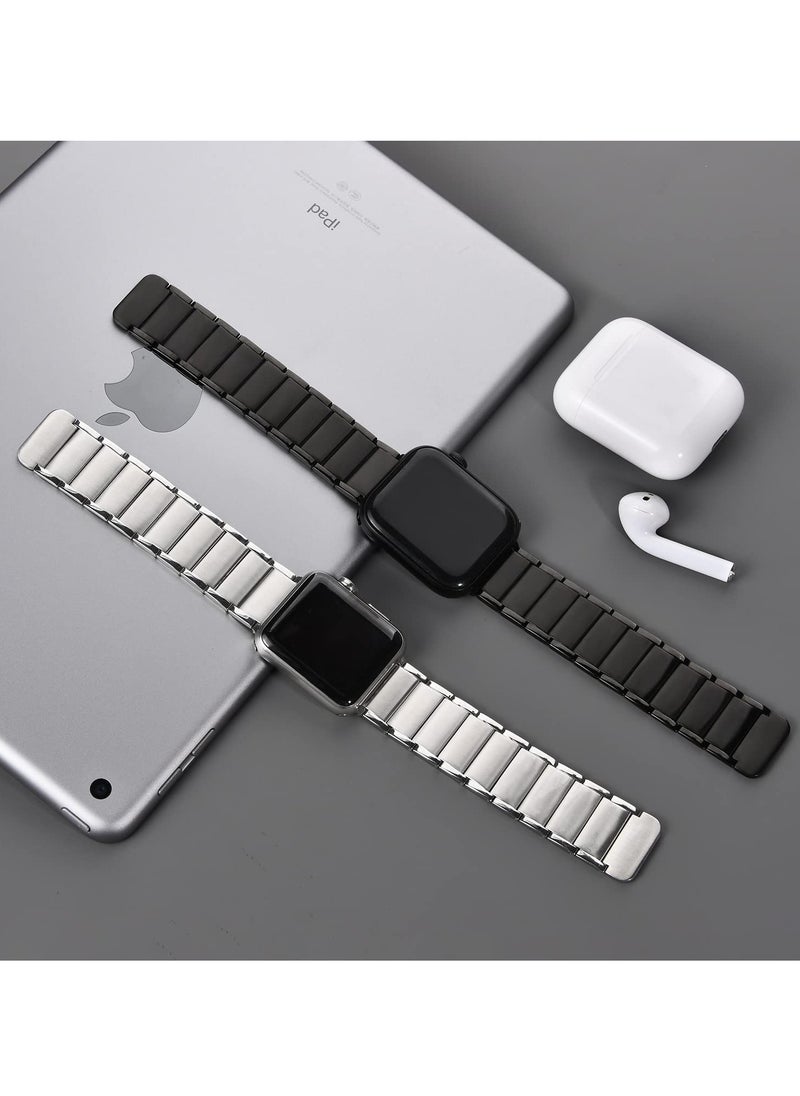 KASTWAVE - Metal Straps Compatible with Apple Watch 45mm/44mm, Magnetic Metal iWatch Replacement Bands, Stainless Steel Strap for Apple Watch Series 7/6/5/4/SE (Sliver) - Image 1