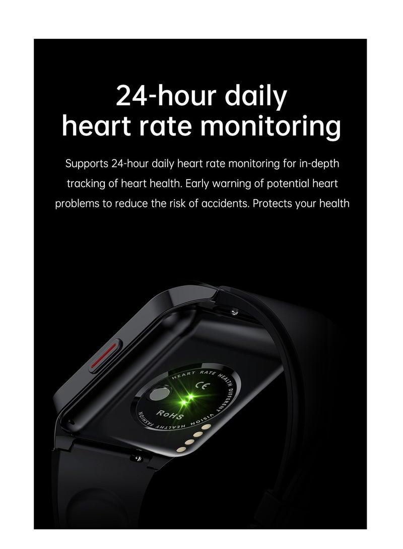 AROAQ H60 Smart Watch Bluetooth Calling Body Temperature Heart Rate Smartwatch IP67 Waterproof Sports Fitness Tracker Watches For Men And Women With Black Silicone Strap - Image 5