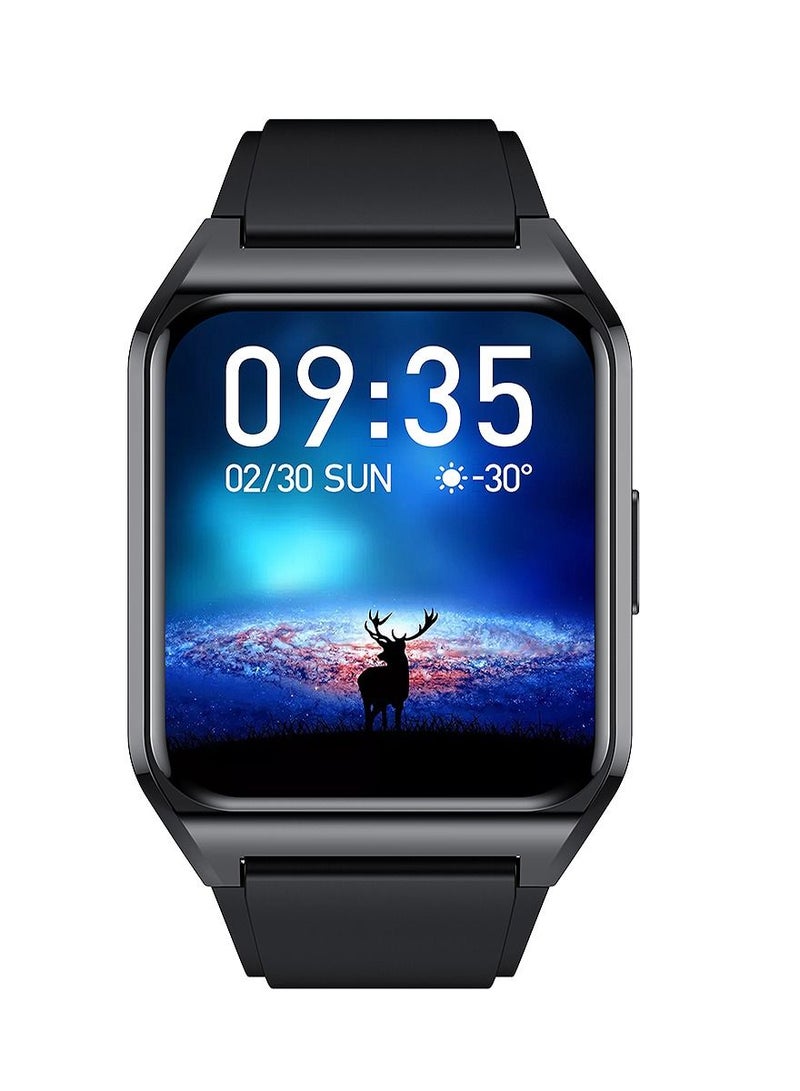 AROAQ H60 Smart Watch Bluetooth Calling Body Temperature Heart Rate Smartwatch IP67 Waterproof Sports Fitness Tracker Watches For Men And Women With Black Silicone Strap - Image 2